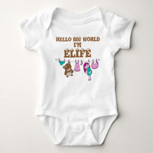 Personlig "Hej BIG World" baby Baby Bodykostym T Shirt