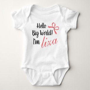 Personlig Hej Big World! Jag heter BABY NAMN T Shirt