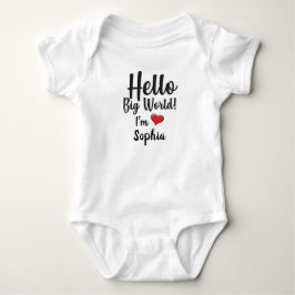 Personlig Hej Big World! Jag heter BABY NAMN Ver2 T Shirt