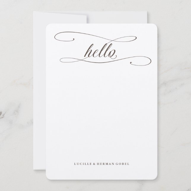 Personlig Hej Calligraphy Kraft Stationery Anteckningskort (Framsida)