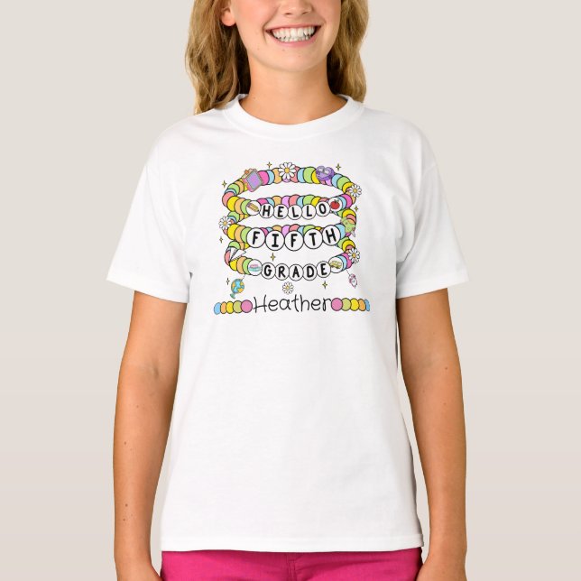 Personlig Hej Femte Klass T-shirt (Framsida)