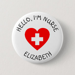 Personlig Hej Im Nurse (Lägg till Namn), knapp