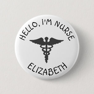 Personlig Hej Im Nurse (Lägg till Namn), knapp