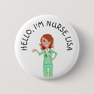 Personlig Hej Im Nurse (Lägg till Namn), knapp