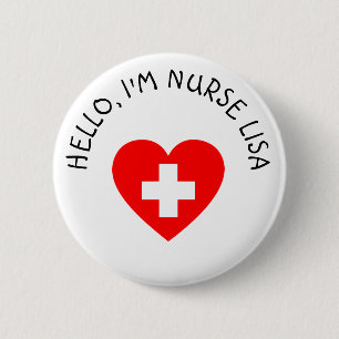 Personlig Hej Im Nurse (Lägg till Namn), knapp