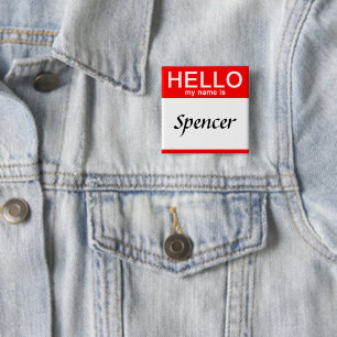 Personlig Hej Min Namn är rödknapp Pin Knapp