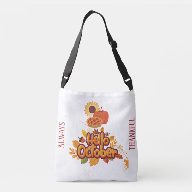 Personlig "Hej oktober" Pumpkin Harvest Tote Axelväska (Baksida)
