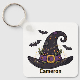 Personlig Hekshatt & Fladdermöss Halloween Nyckelr Nyckelring