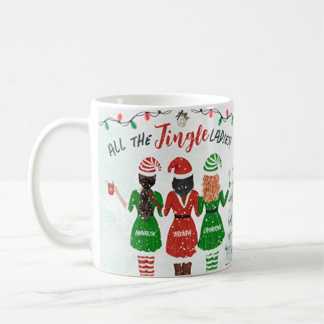 Personlig Hela Jingle Dam Bestie-Helgdag Kaffemugg (Vänster)