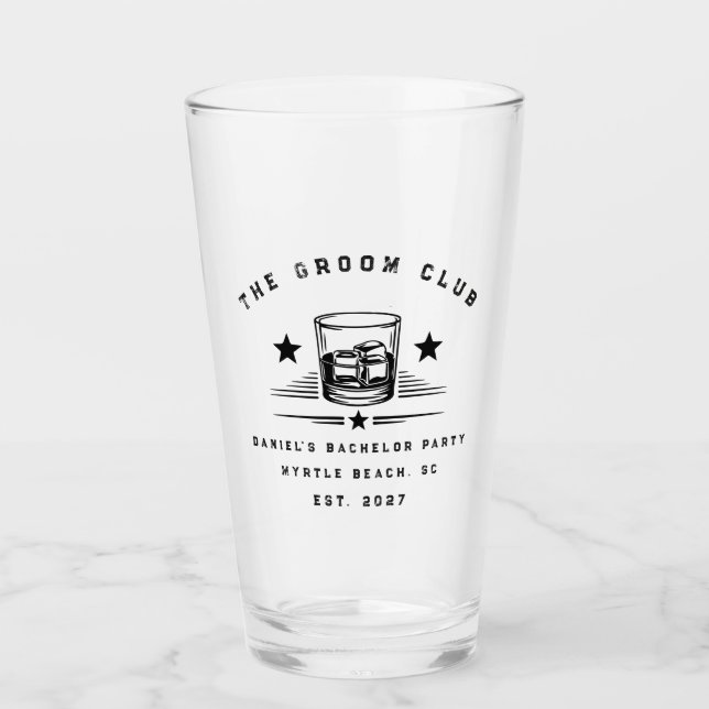 Personlig helg för möhippa med whiskyt tema glaskopp (Framsida)