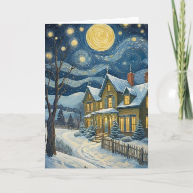 Personlig Helgdag Card Starry Night Art Tema Kort (Framsida)