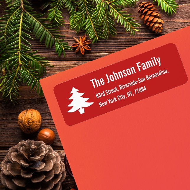 Personlig Helgdag Julgran Returadress Etikett (Personalized Holiday Christmas Tree Return Address Label)