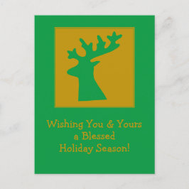 Personlig Helgdag Reindeer Head Guld Grönt Helg Vykort