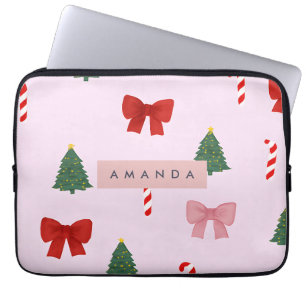 Personlig Helgdag Träd och Candy cane Mönster Laptop Fodral
