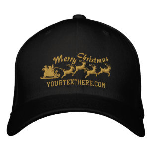 Personlig Helgdagars Santa Sleigh Ride Scene Broderad Keps