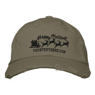 Personlig Helgdagars Santa Sleigh Ride Scene Broderad Keps
