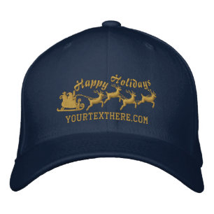 Personlig Helgdagars Santa Sleigh Ride Scene Broderad Keps