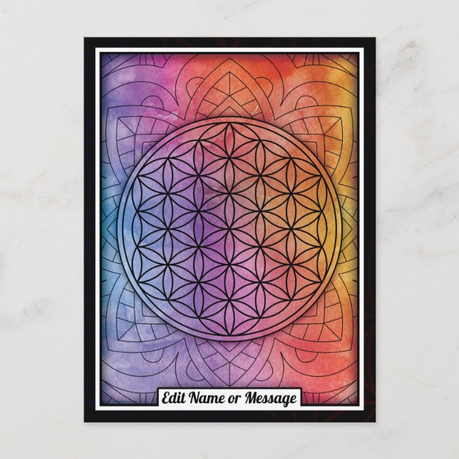 Personlig Helig Geometry Flower of Life Vykort (Framsida)