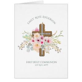 Personlig Heliga Communion Blommigt Kor Hälsningskort