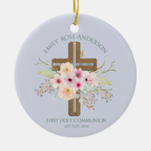 Personlig Heliga Communion Blommigt Kor Julgransprydnad Keramik