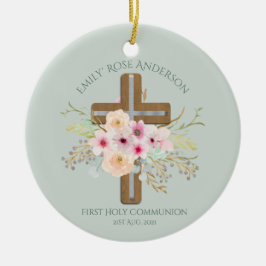 Personlig Heliga Communion Blommigt Kor Julgransprydnad Keramik