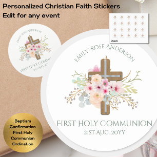 Personlig Heliga Communion Blommigt Kor Runt Klistermärke