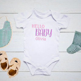 Personlig Hello Baby Rosa T Shirt