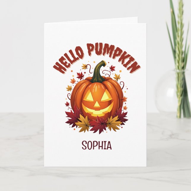 Personlig Hello Pumpkin Halloween Vänpresent Kort (Framsida)