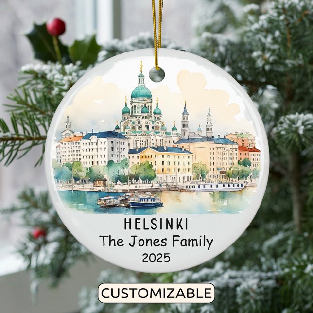 Personlig Helsingfors Ornament, Finland Julgransprydnad Keramik (Skapare uppladdad)