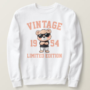 personlig Herr Vintage Födelsedag Född Teddybjörn Lång Ärmad Tröja