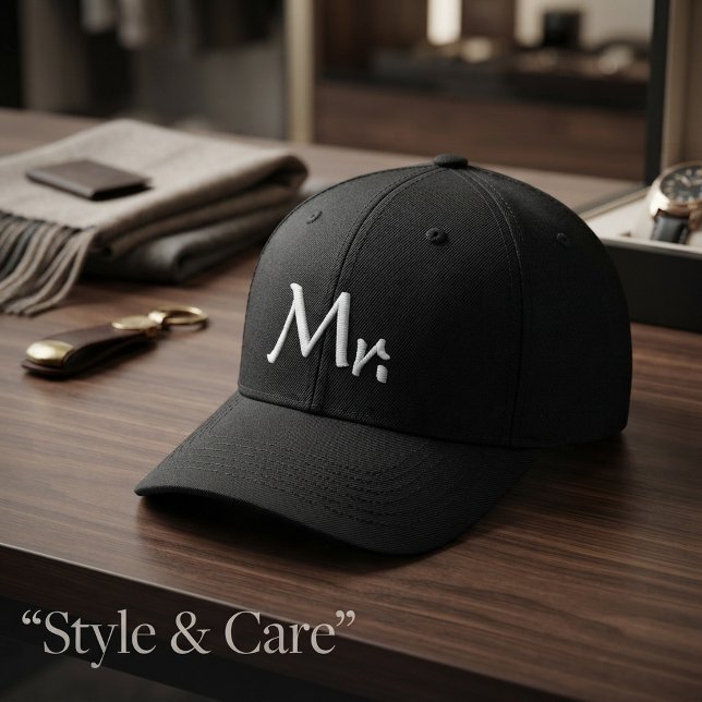 Personlig herrbasebollmössa – Broderad stil Keps (Personalized Mr Baseball Cap – Embroidered Style)