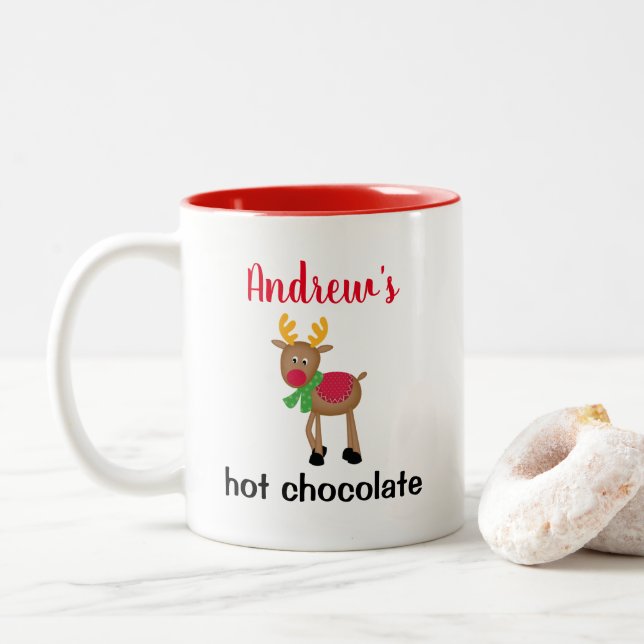 Personlig Hett Chocolate Kids jul Två-Tonad Mugg (Med munk)