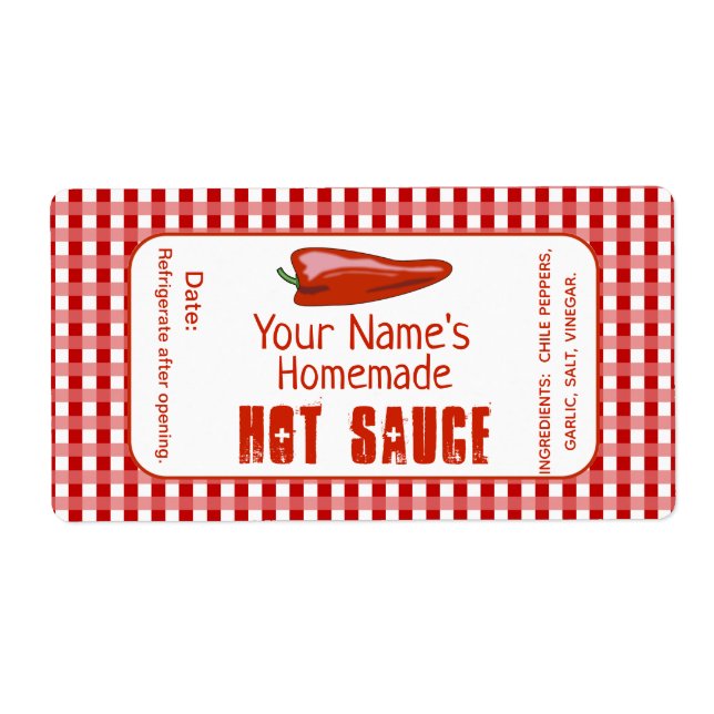 Personlig Hett Sauce Labels Anpassningsbar Homemad Fraktsedel (Framsidan)