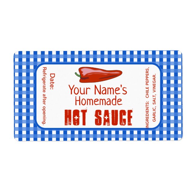 Personlig Hett Sauce Labels Anpassningsbar Homemad Fraktsedel (Framsidan)