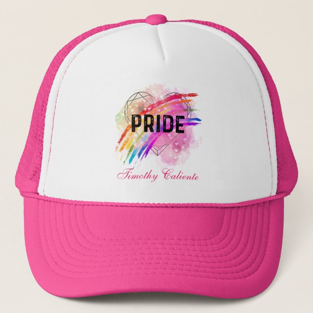 Personlig HGBTQ Pride Rainbow Färg Heart Rosa Keps (Framsida)