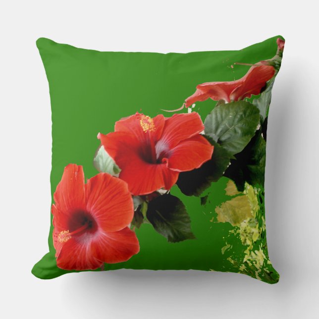 Personlig Hibiscus Blomsterträdgård Pillow Kudde (Framsida)