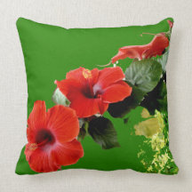 Personlig Hibiscus Blomsterträdgård Pillow