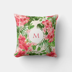 Personlig Hibiscus Flower Monogram Pillow Kudde