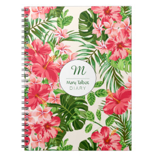Personlig Hibiscus Flower Monogram S bärbar dator Anteckningsbok Med Spiral