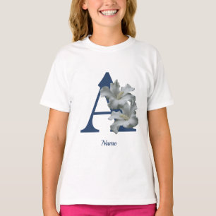 Personlig Hibiskusblomma Monogram Initial A T Shirt