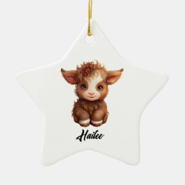 Personlig Highland Cow-dekoration Julgransprydnad Keramik