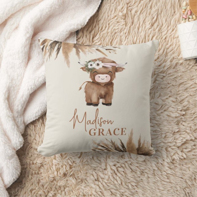 Personlig Highland Cow Namn Pillow Kudde (Filt)