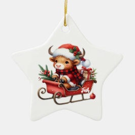 Personlig Highland Cow Sleigh ornament