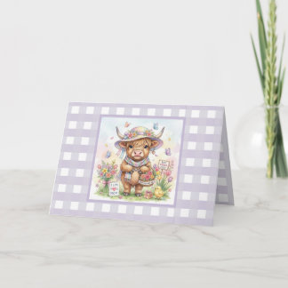 Personlig Highland Ko Gingham Mors Dag gåva Kort