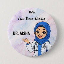 Personlig Hijab Läkare Namn Knapp
