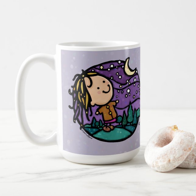 Personlig Hiking Camper Girl Kaffemugg (Med munk)