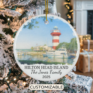 Personlig Hilton Head Island Ornament, Carolina Julgransprydnad Keramik
