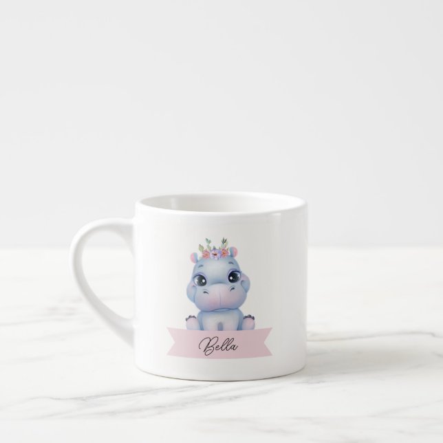 Personlig hippo-barn espressomugg (Vänster)