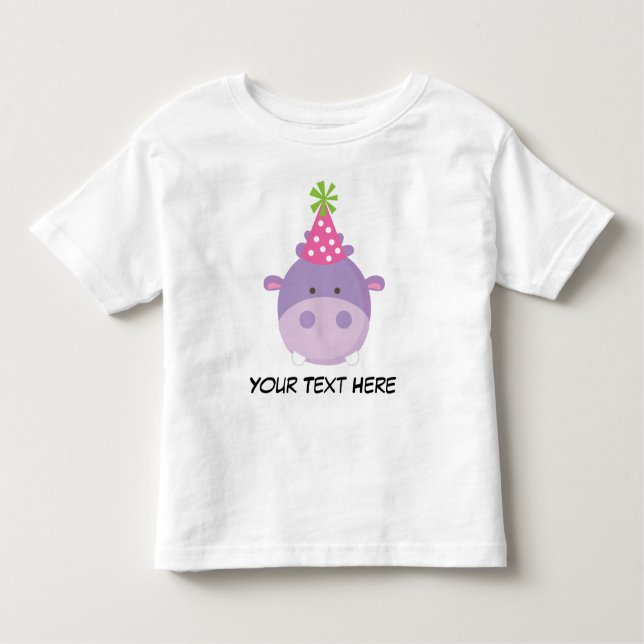 Personlig Hippo Birthday T Shirt for Girls (Framsida)
