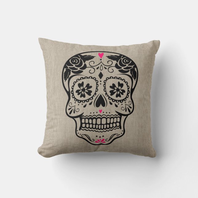 Personlig Hipster Sugar Skull Kudde (Framsida)